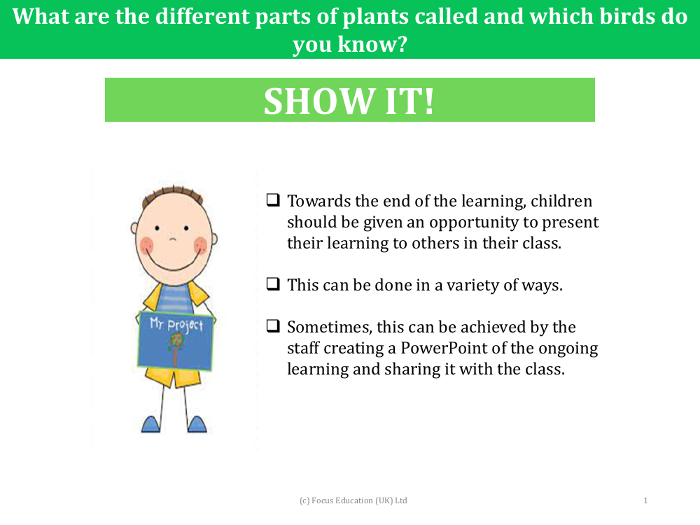 Show it! Group presentation - Plants - Year 1
