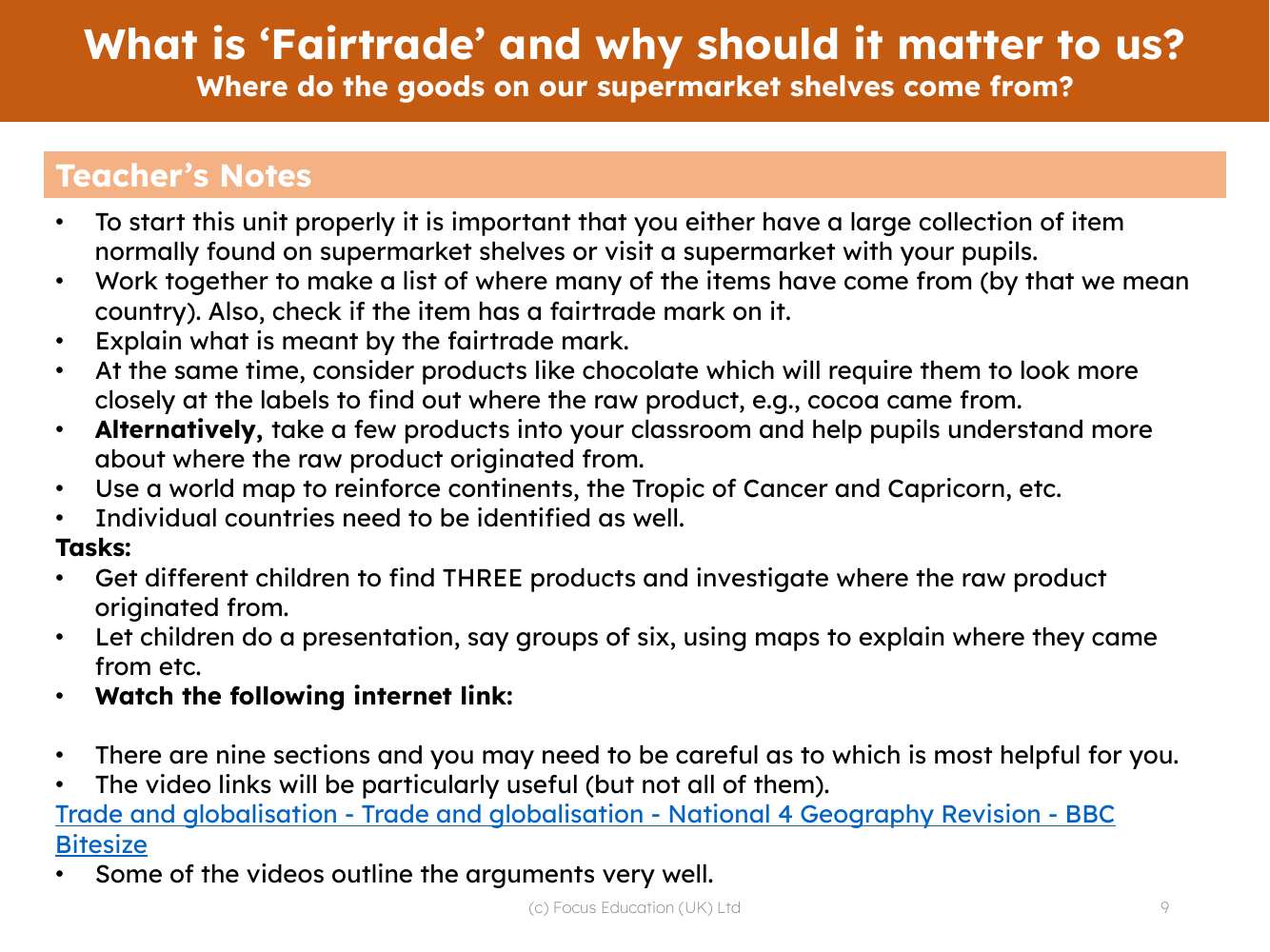 Where do goods on our supermarket shelves come from? - Teacher notes