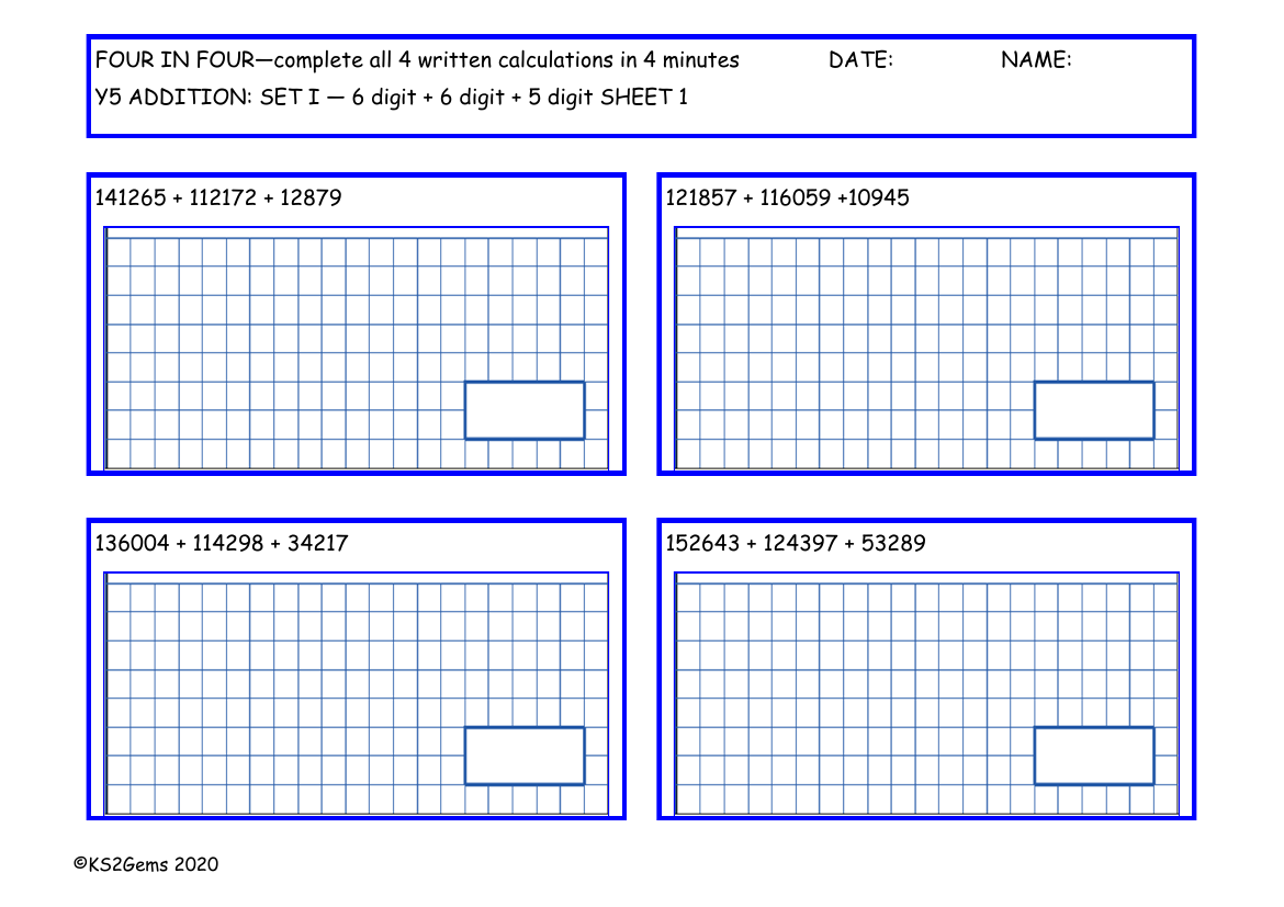 Four in Four Addition Set I - 6d + 6d + 5d