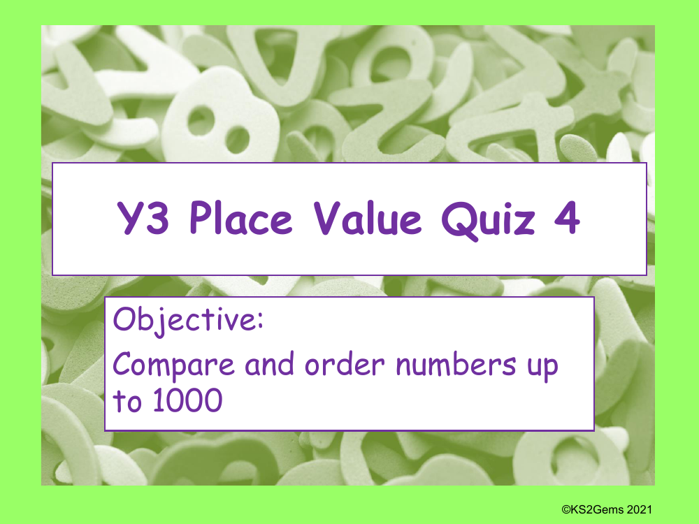 Place Value Quiz - Compare and order