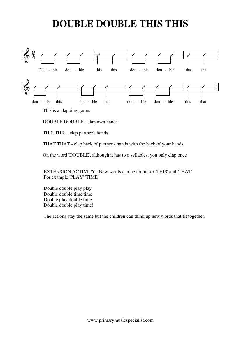 Rhythm and Pulse Year 5 Notations - Double double