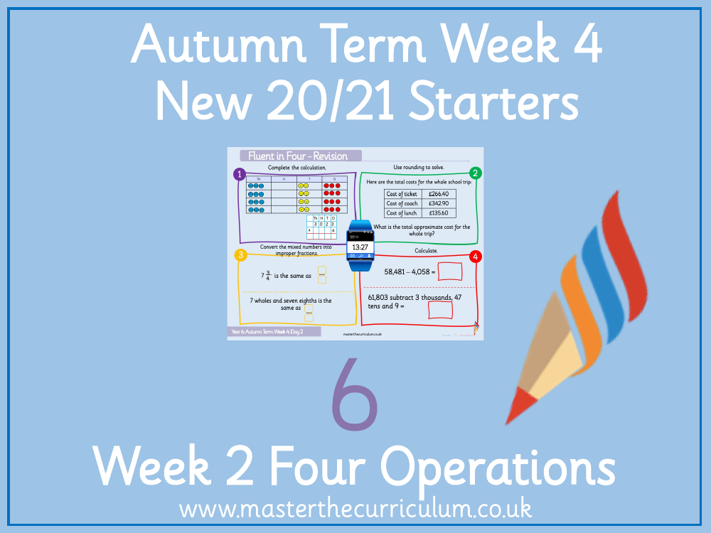 Addition, Subtraction, Multiplication and Division - Multiply 4-digits by 1-digit (Pictorial representations) - Starter