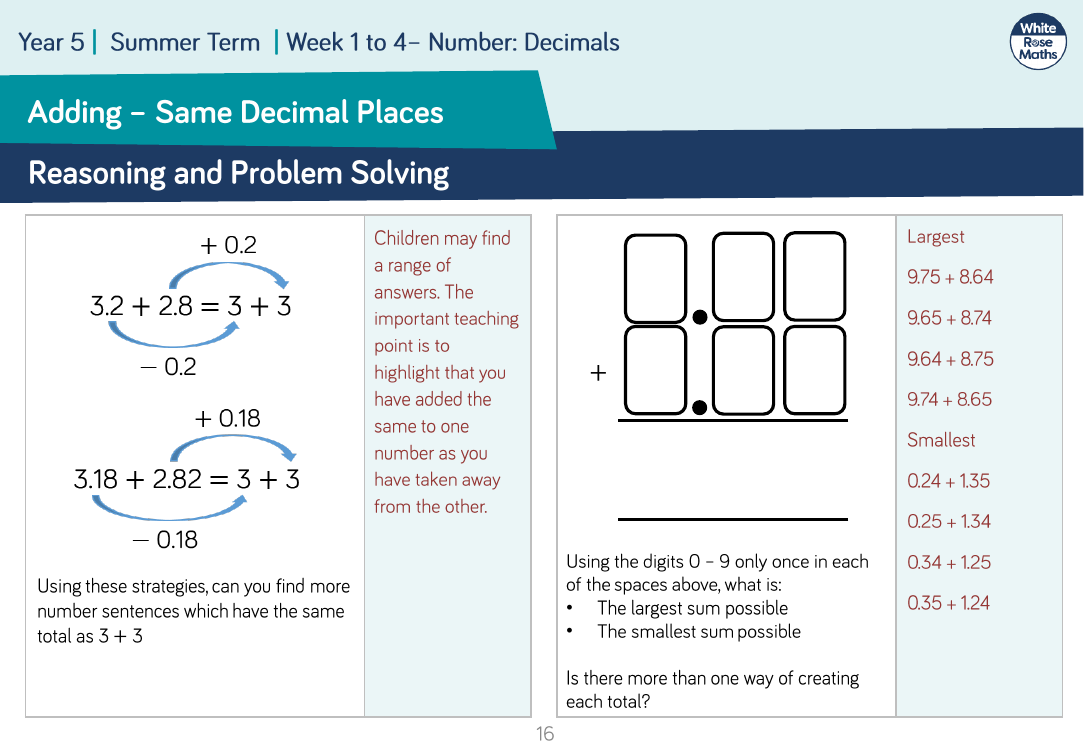 decimal reasoning and problem solving