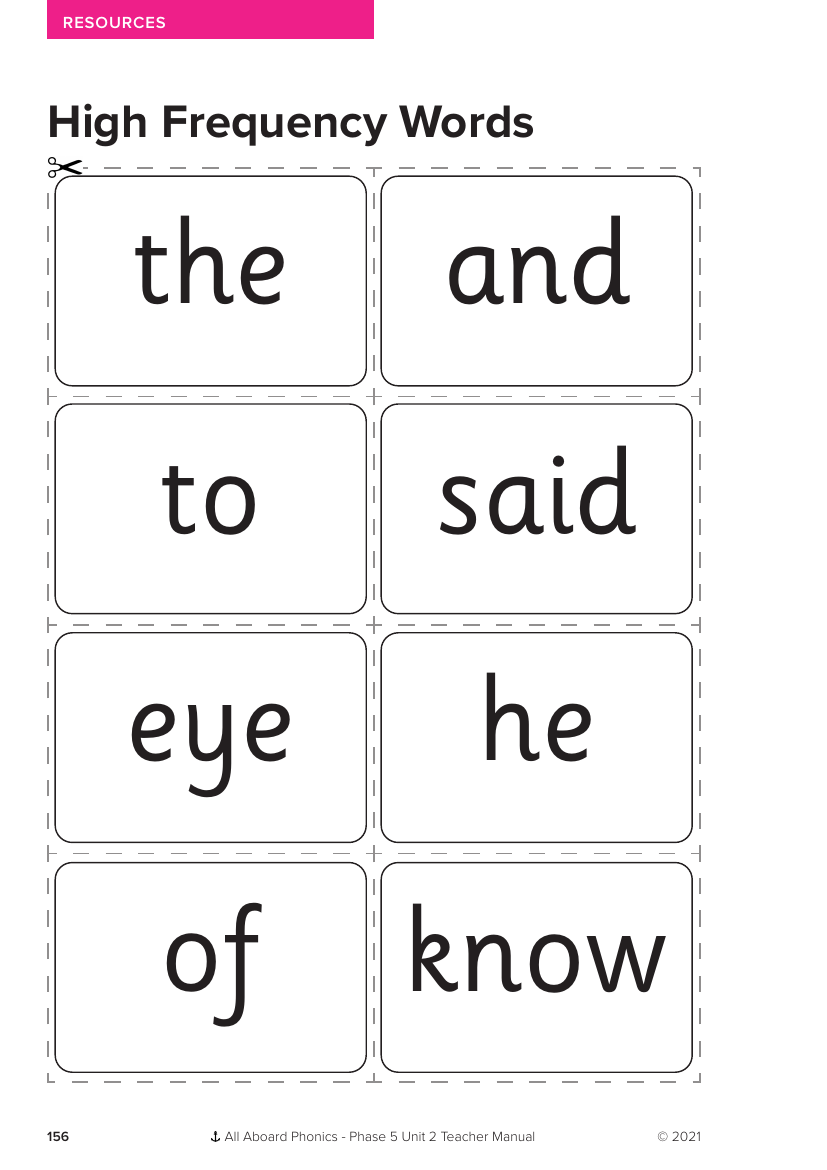 High Frequency Words - Phonics Phase 5, unit 2 - Resource