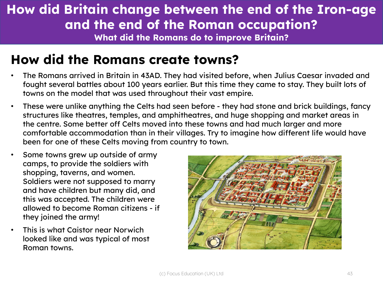 How did the Romans create towns? - Info pack