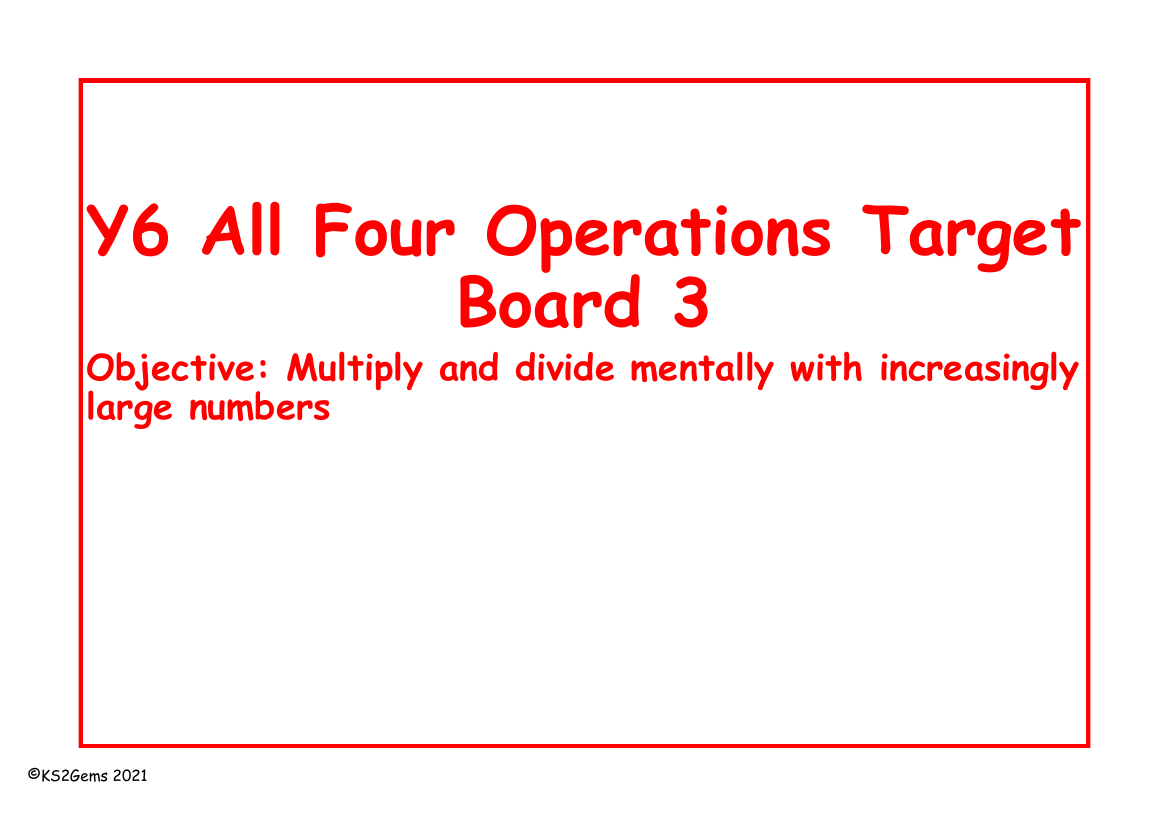 Mental multiplication and division Target Board