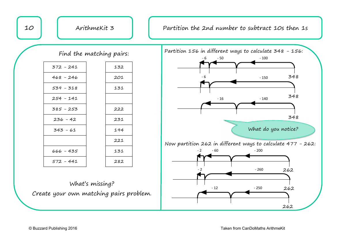 Partition the 2nd number to subtract 10s then 1s