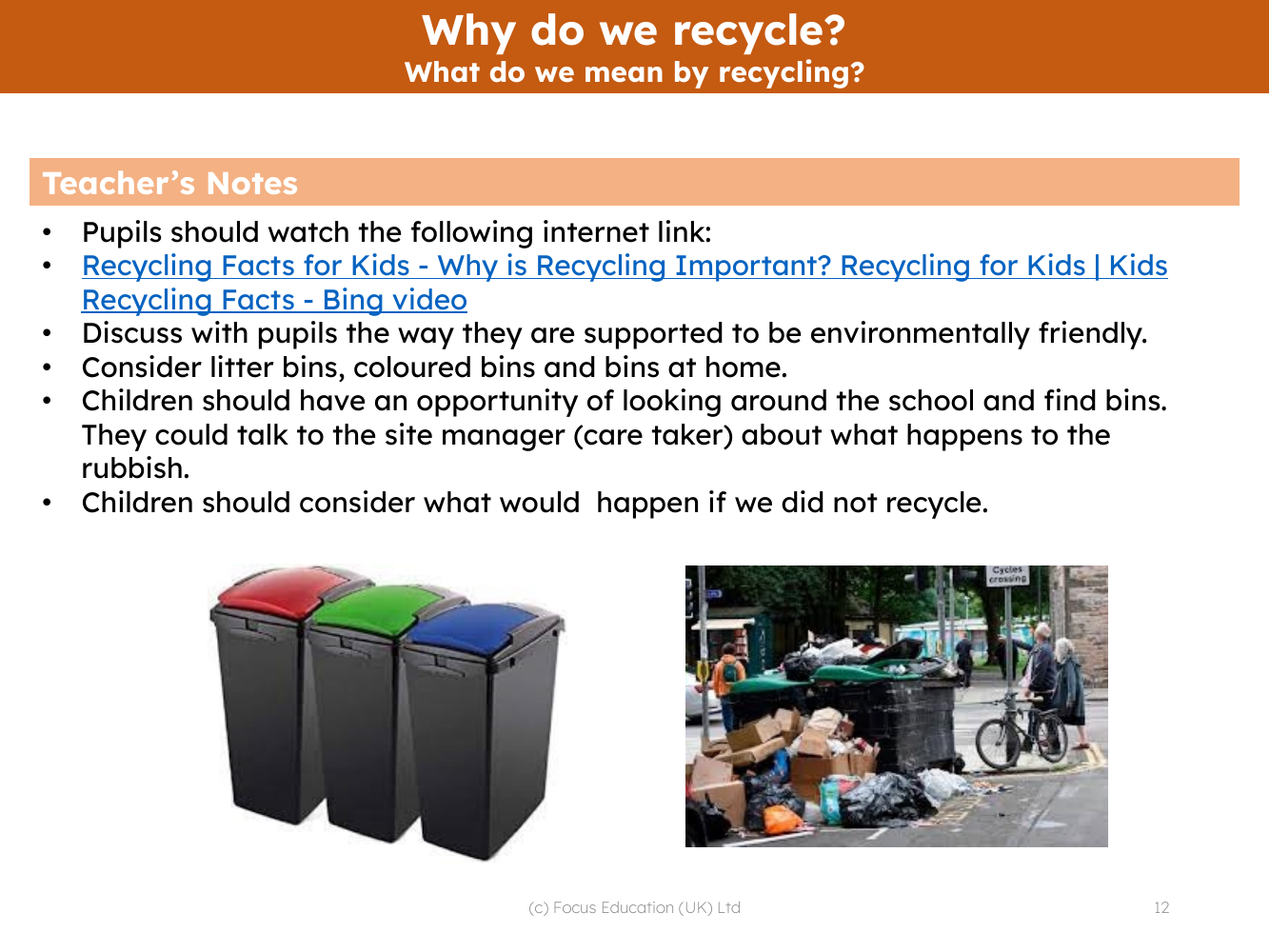 What do we mean by Recycling? - Teacher's notes