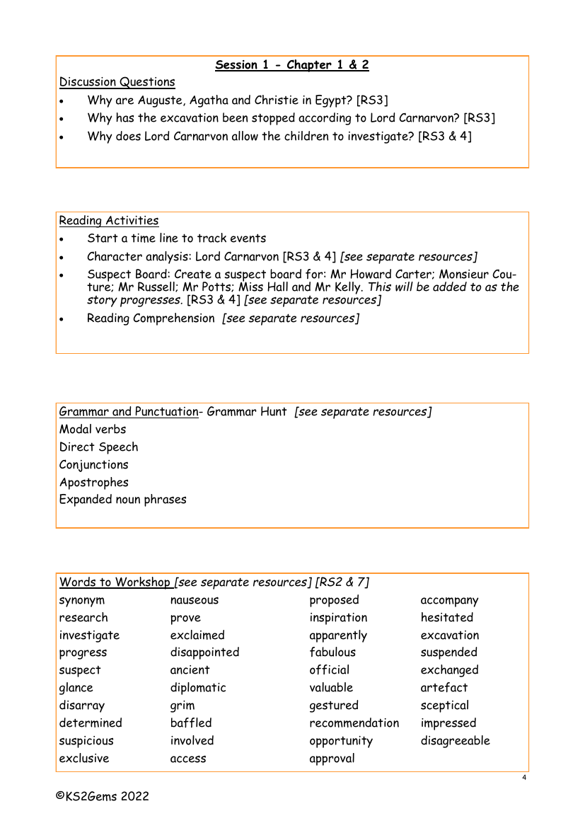 Tombful of Trouble - Session 1 - Worksheet