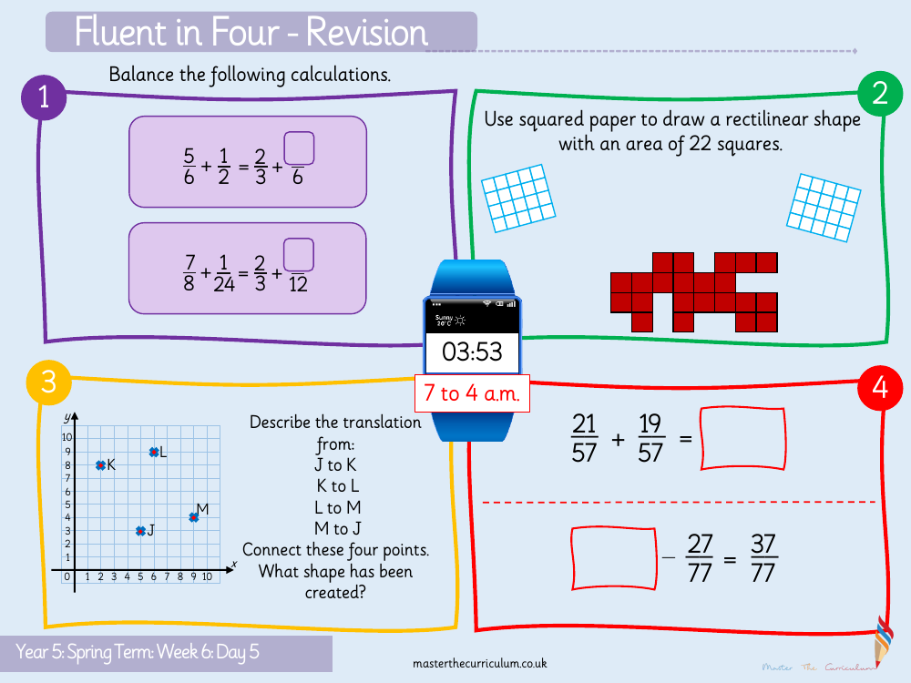 Fractions - Add 3 or More Fractions - Starter