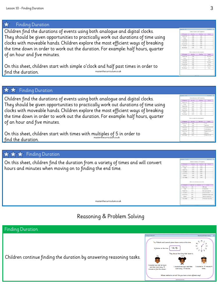 Time - Finding the duration - Worksheet