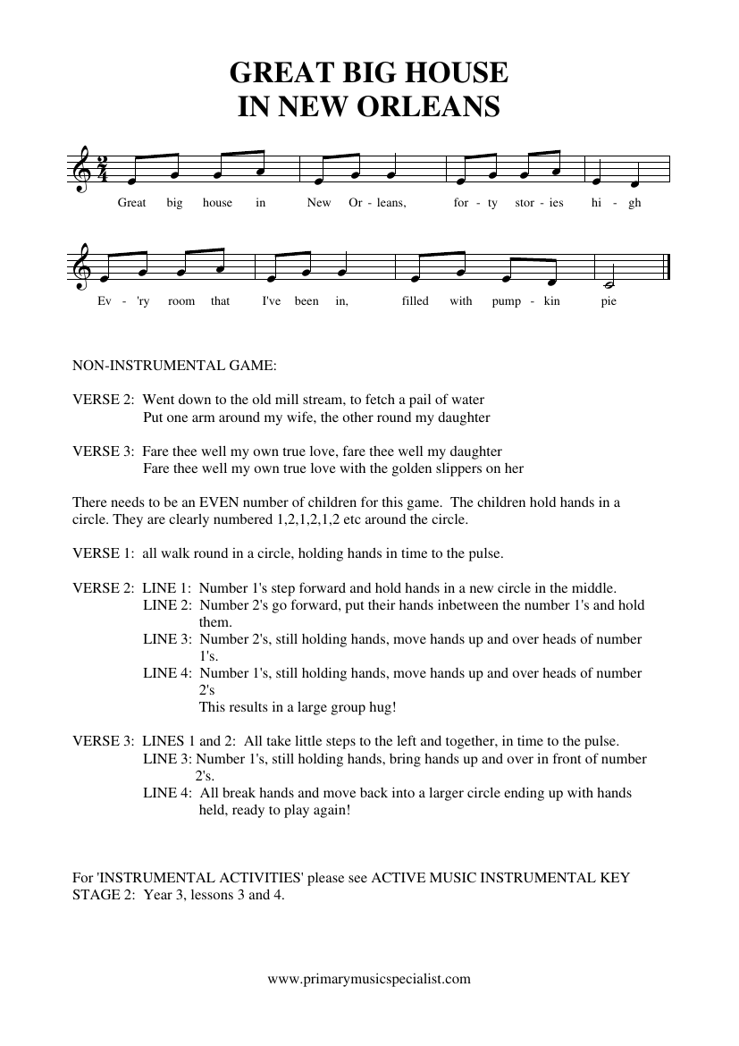 Instrumental Year 5 Notations - Great big house instrumental