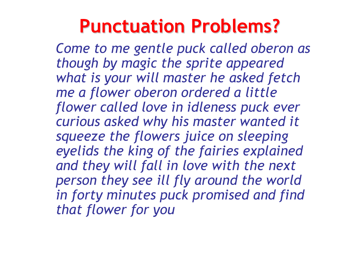 Writing to Entertain - Lesson 1 - Punctuation Problems Worksheet