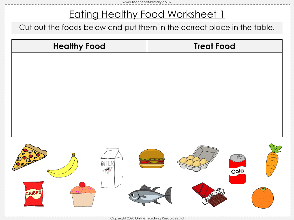 Eating Healthy Food - Worksheet | Science Year 1