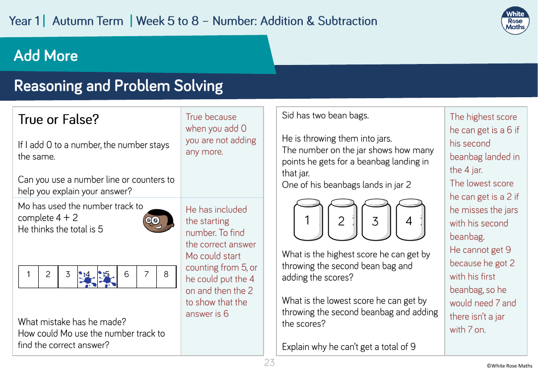 problem solving maths year 1