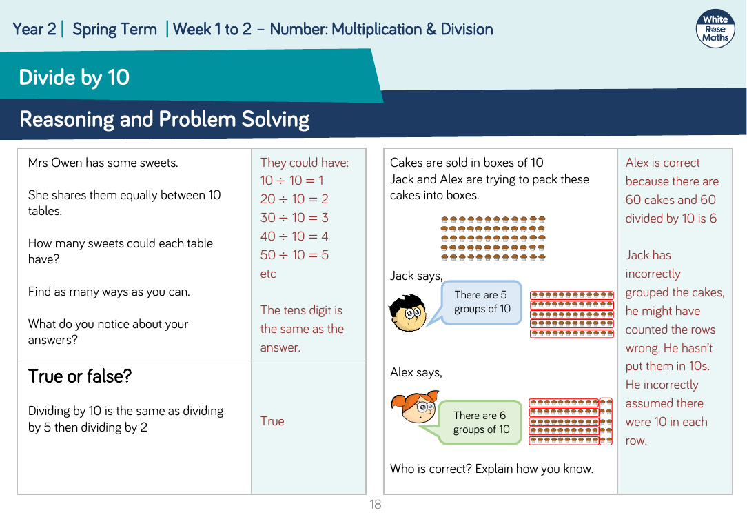 divide by 10 reasoning and problem solving