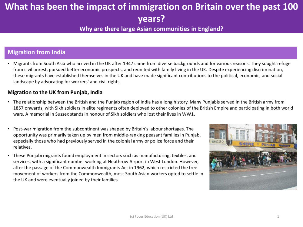 Migration from India - Info sheet