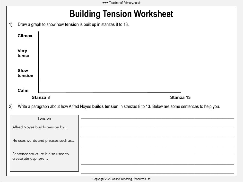 The Highwayman - Lesson 9 - Building Tension Worksheet