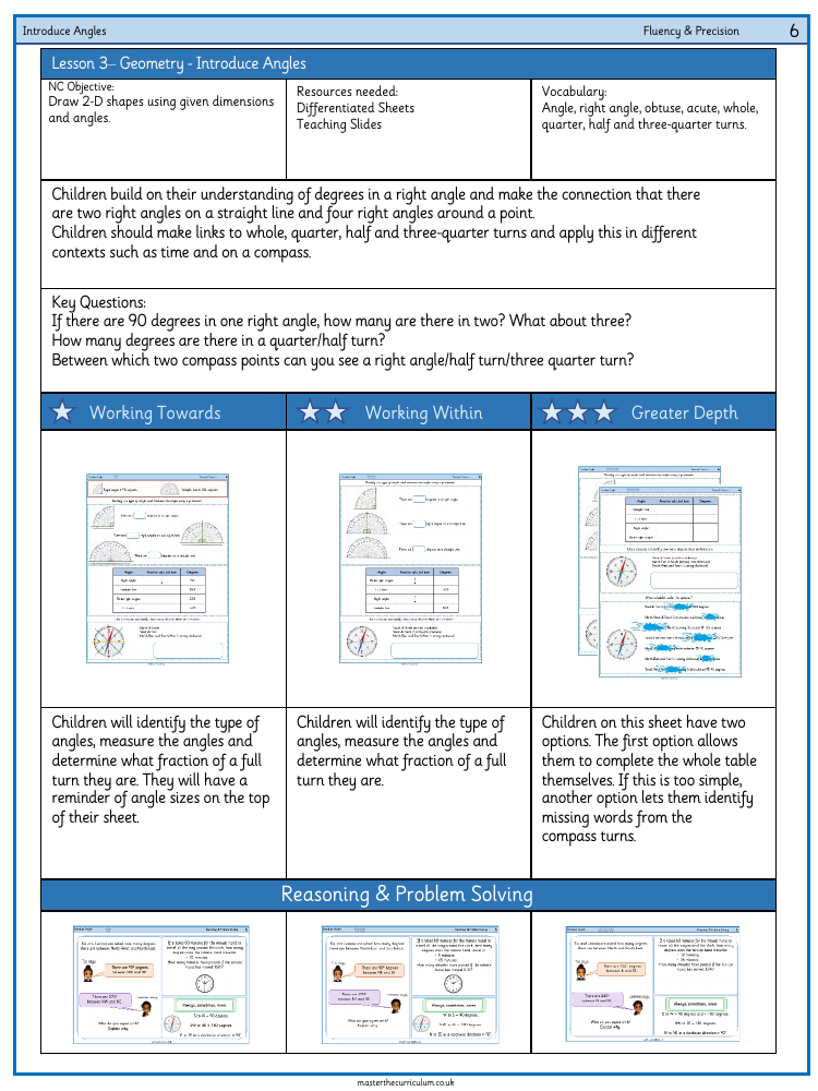 Properties of Shape - Introduce Angles - Worksheet