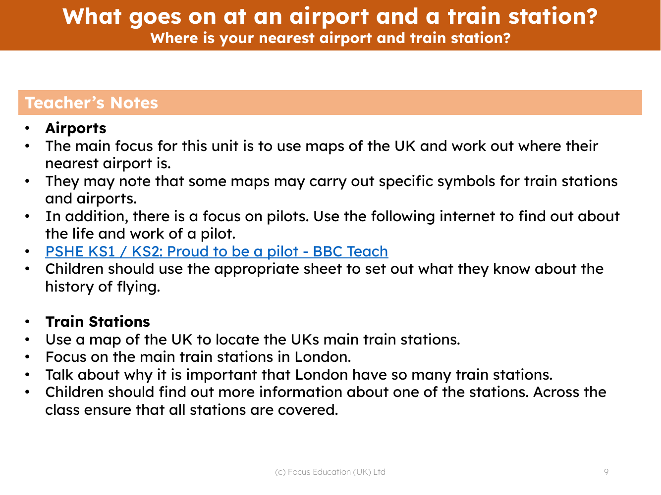 Where is your nearest airport and train station? - Teacher notes