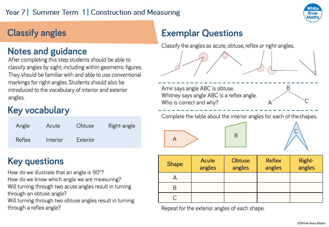 Classify Angles: Questions | Maths