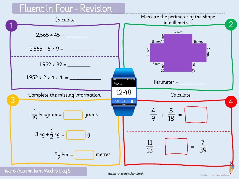 Addition, Subtraction, Multiplication and Division - Long division - 3-digits by 2-digits  (no remainders) - Starter