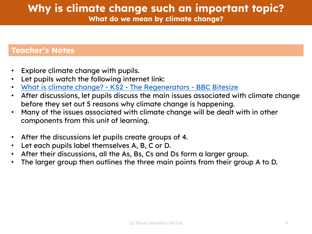 What do we mean by climate change? - teacher's notes
