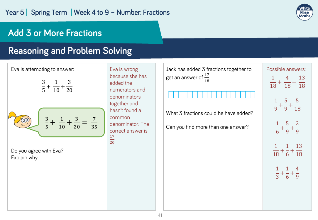 fractions reasoning and problem solving year 5