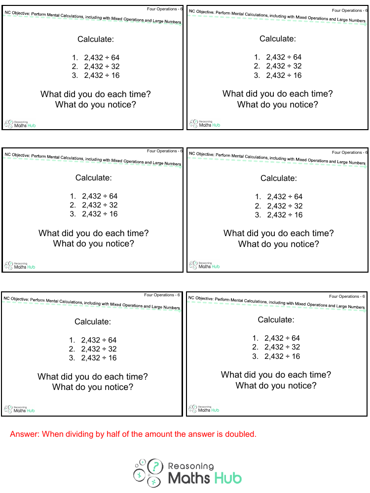 Perform Mental Calculations, Including with Mixed Operations and Large Numbers 2 - Reasoning