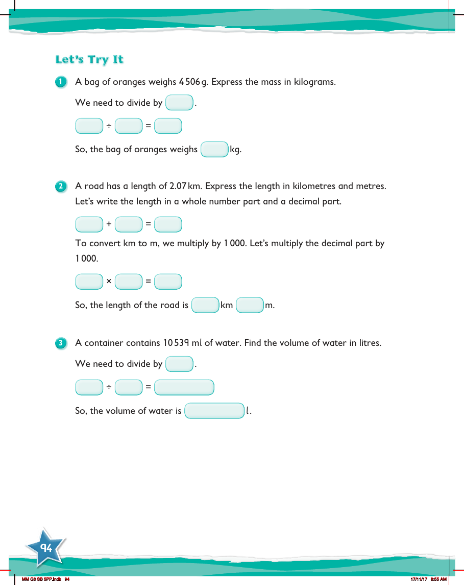 Max Maths, Year 6, Try it, Converting between units of measurement