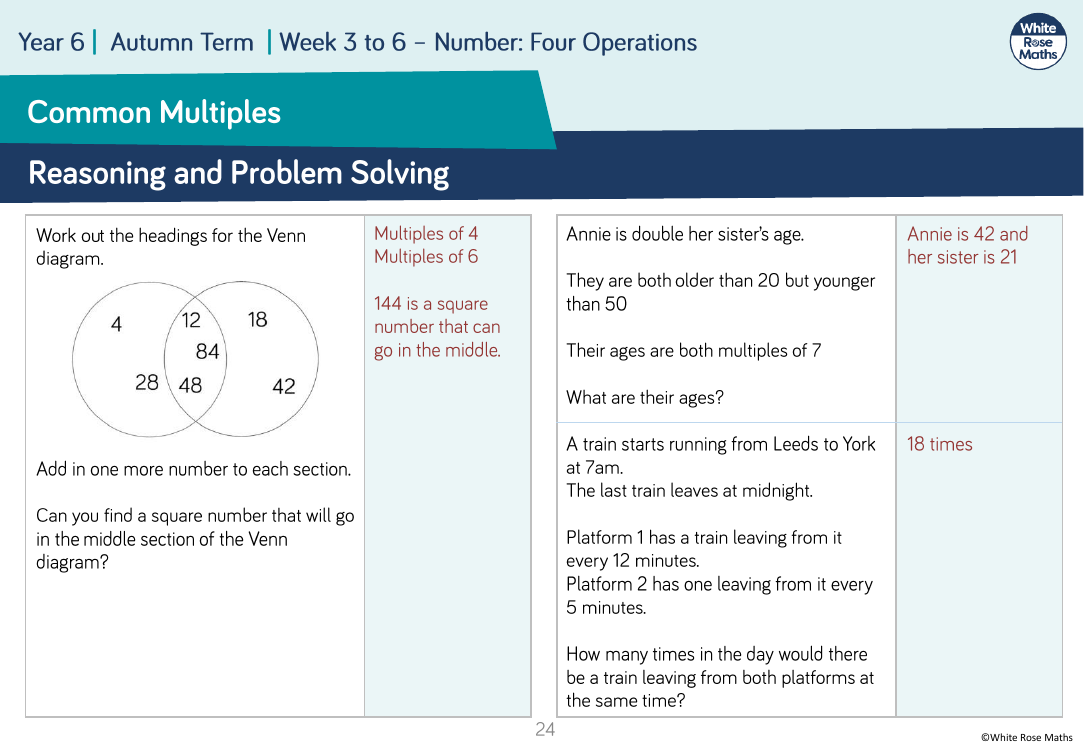 common multiples problem solving year 6