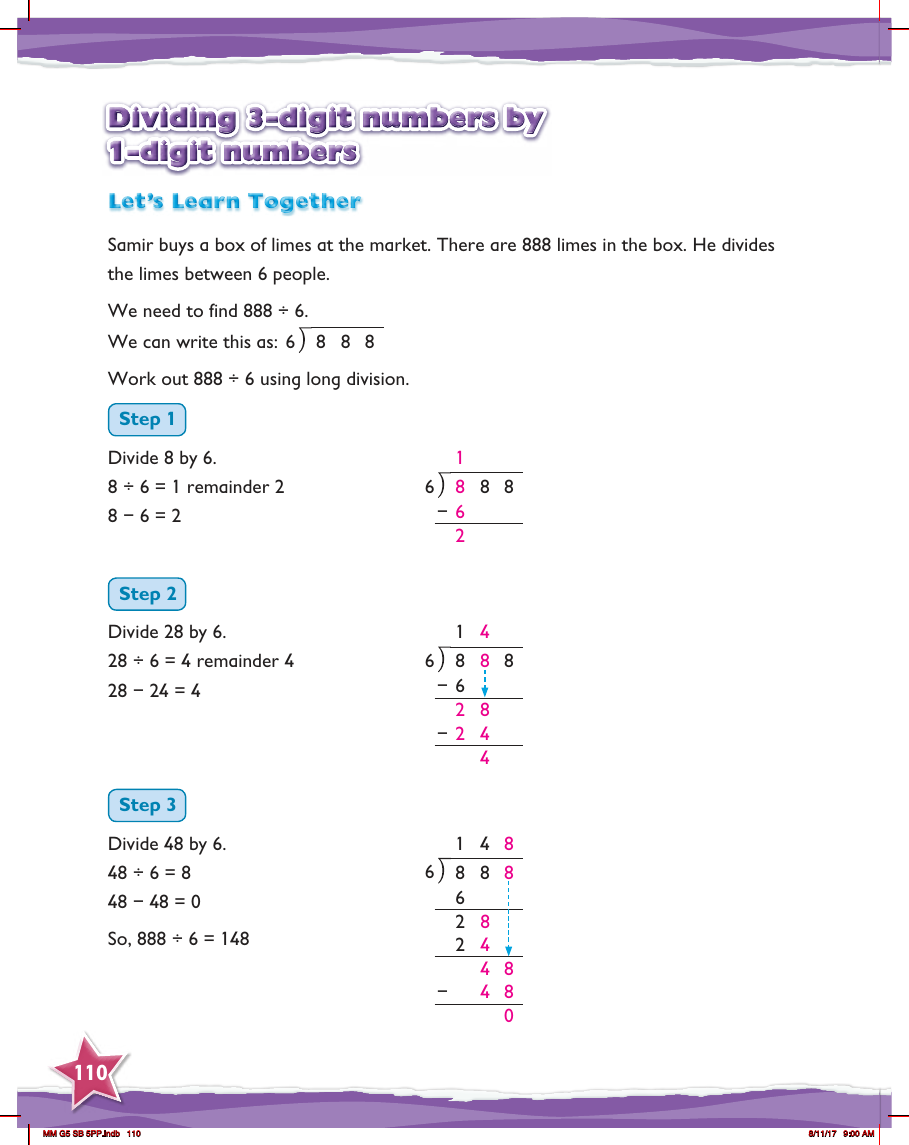 Max Maths, Year 5, Learn together, Dividing 3-digit numbers by 1-digit numbers