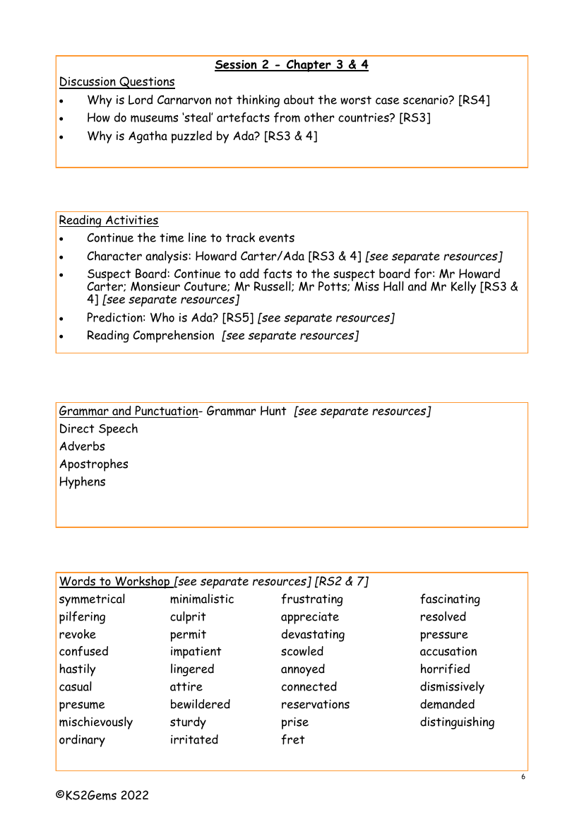 Tombful of Trouble - Session 2 - Worksheet