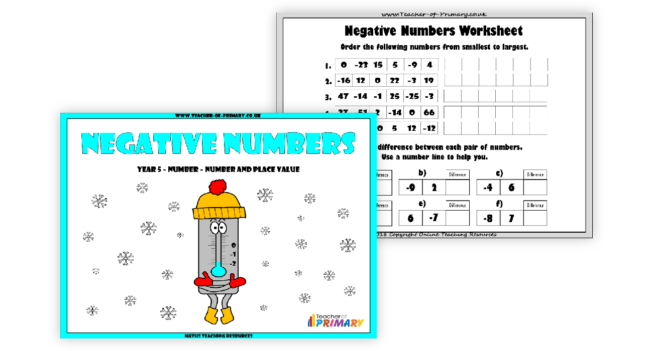 Negative Numbers Worksheet Maths Year 5