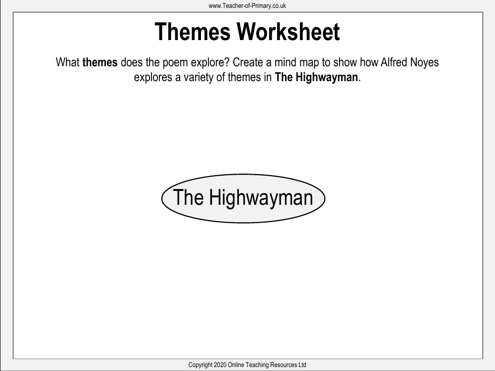 The Highwayman - Lesson 14 - Themes Worksheet