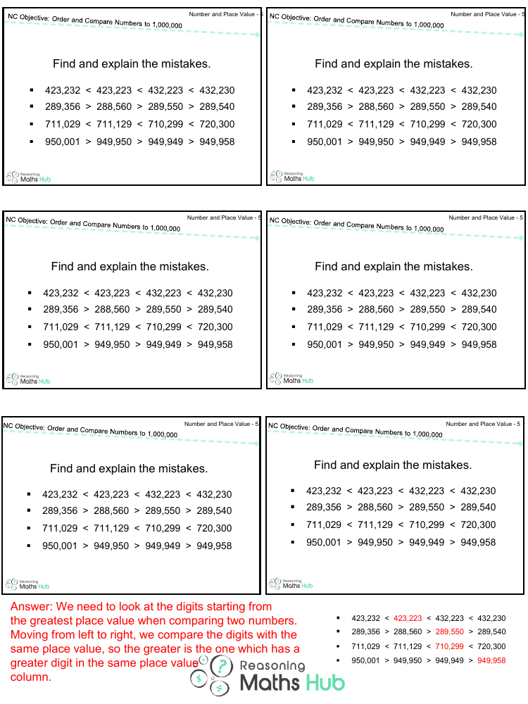 Compare and Order Numbers to at least 1,000,000 8 - Reasoning