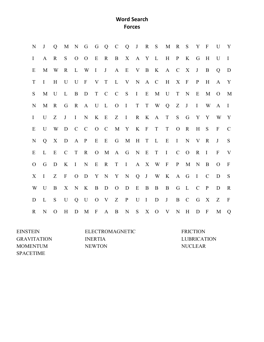 Forces - Word Search