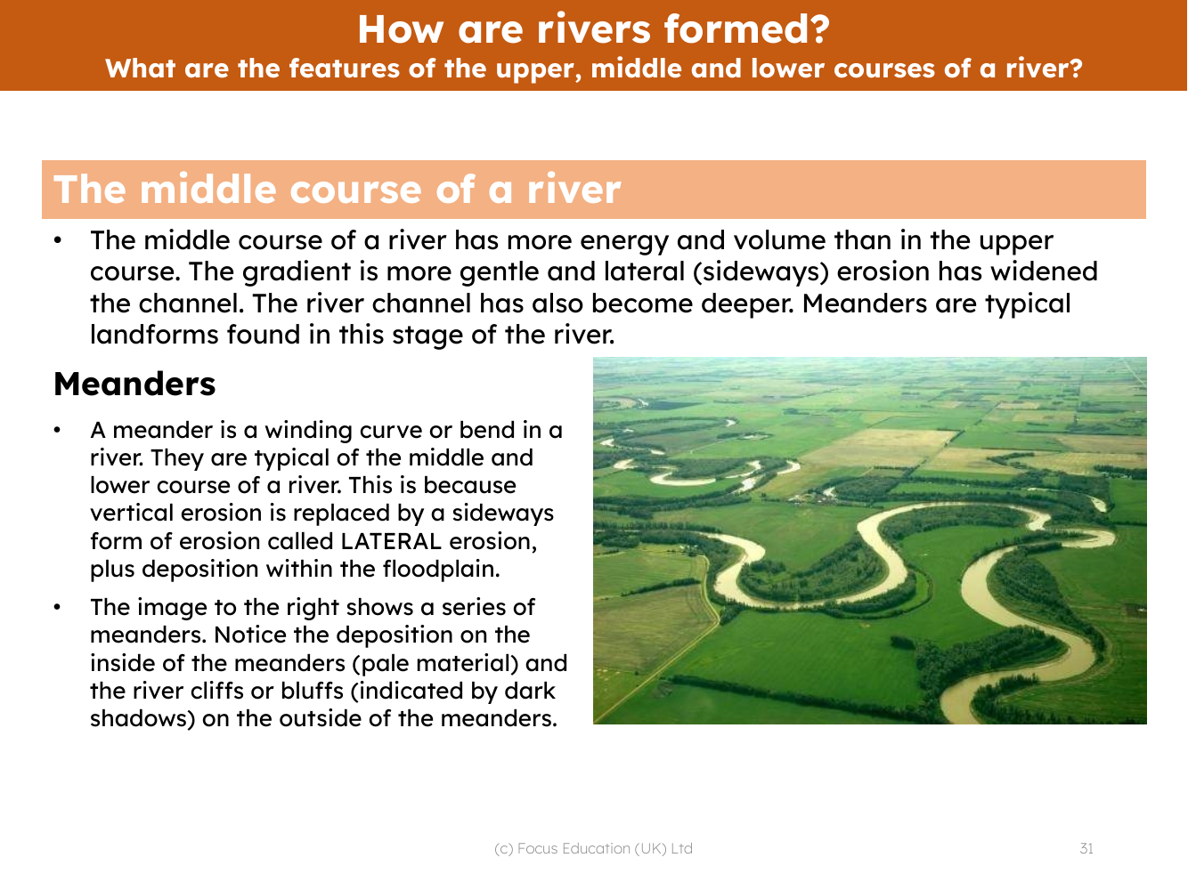 Middle course of a river - Info sheet | 2nd Grade Geography