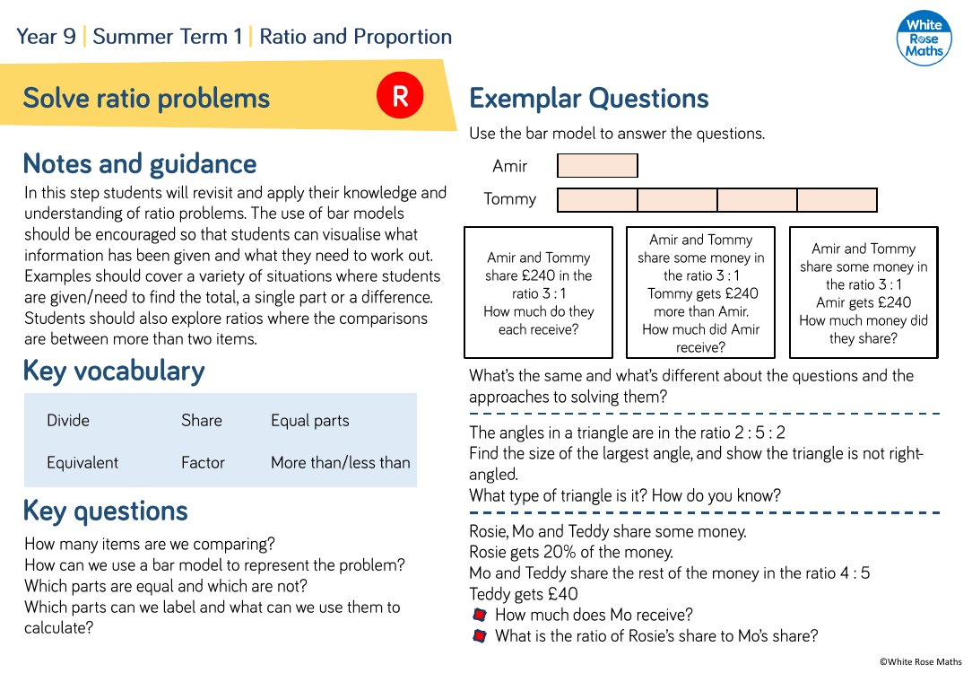 Solve ratio problems: Questions | Maths