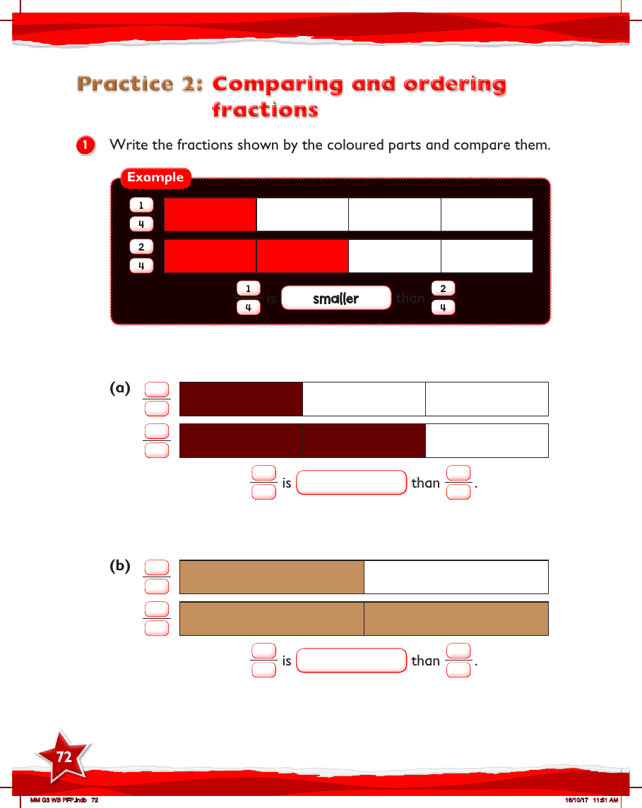 Max Maths, Year 3, Work Book, Comparing and ordering fractions