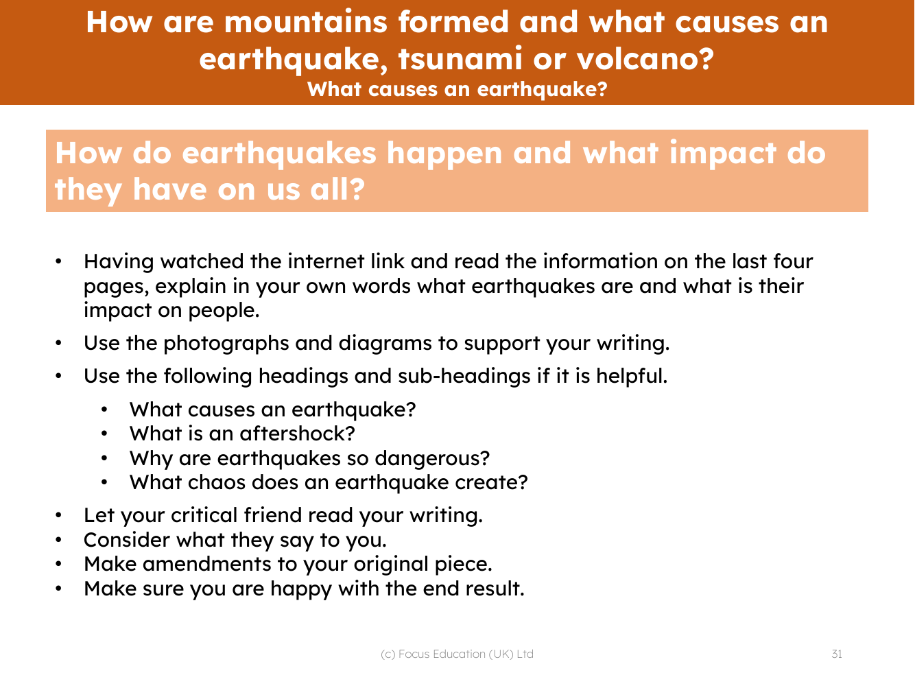 Earthquakes - Report prompts