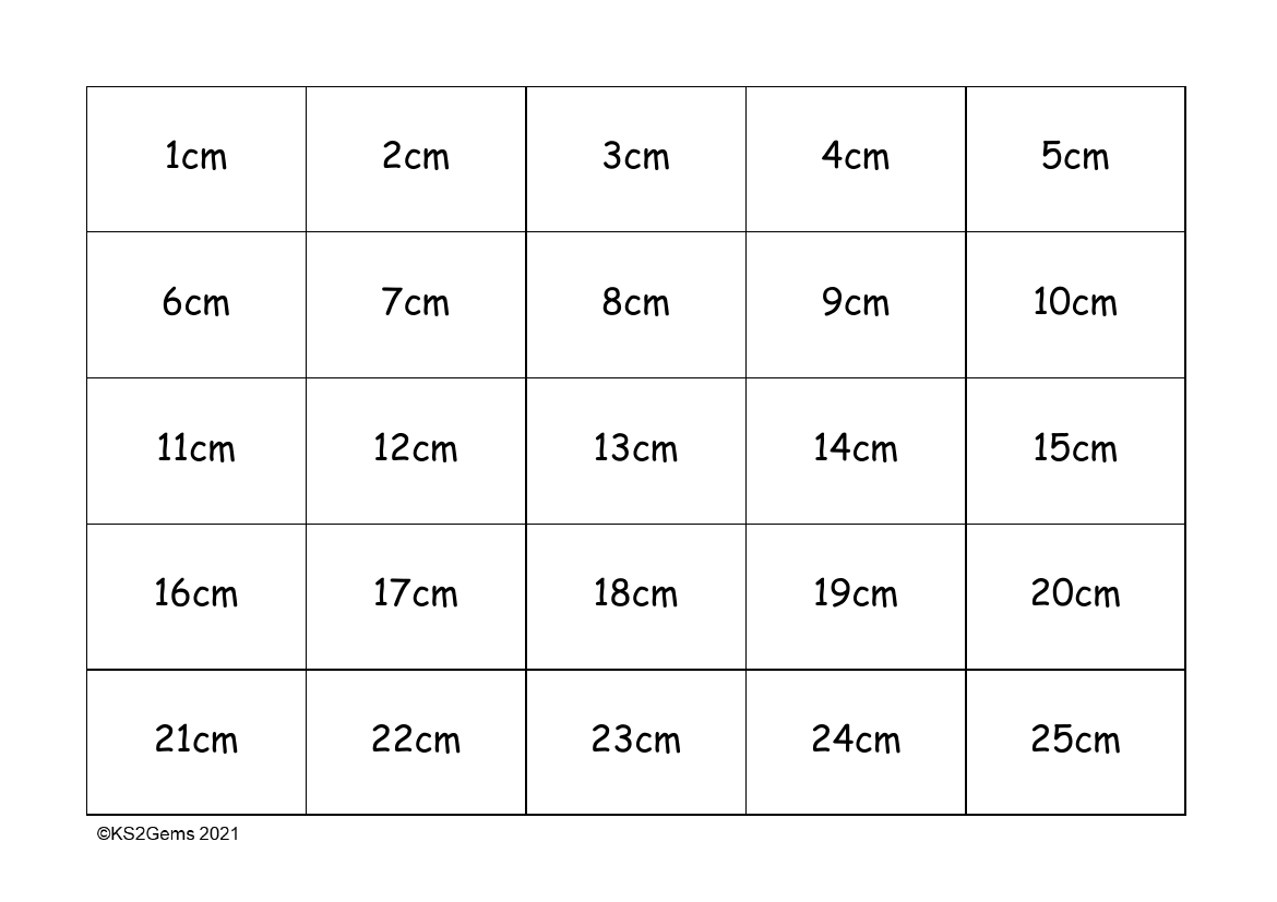 Measures Digit Cards  - 1-100cm