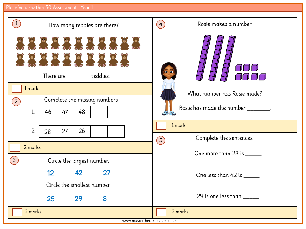 Place Value within 50 - Assessment