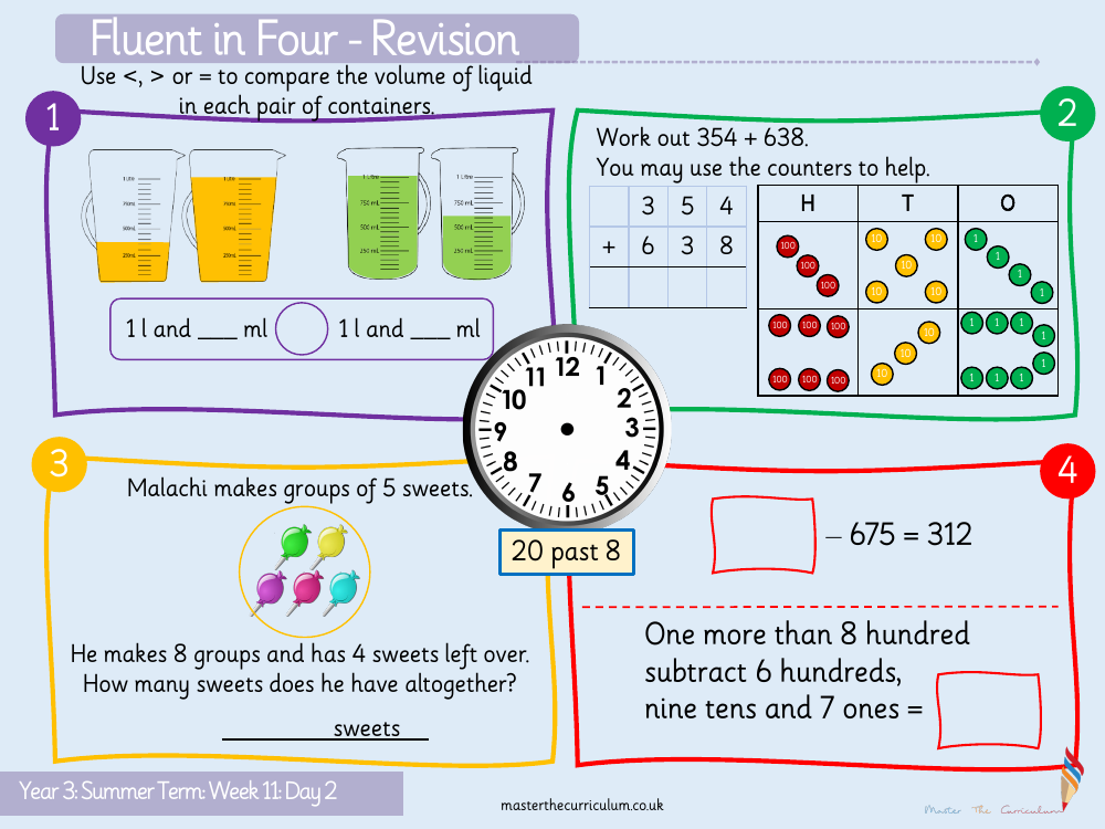 Mass and capacity - Add and subtract capacity - Starter