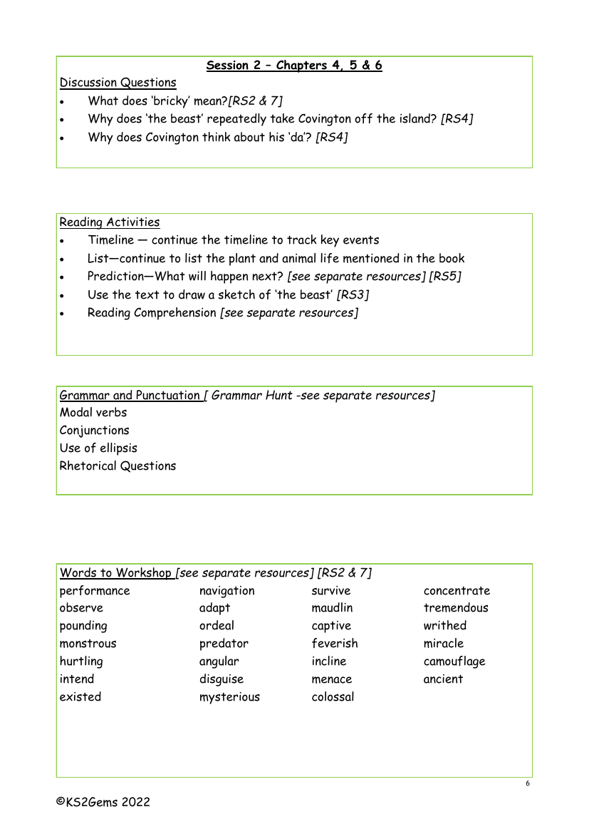 Darwin's Dragons - Session 2 - Chapters 4 - 6 - Worksheet