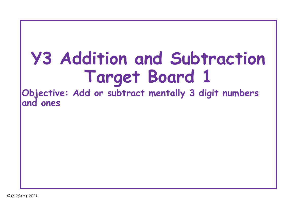 Addition and Subtract Target Board - Add 1s