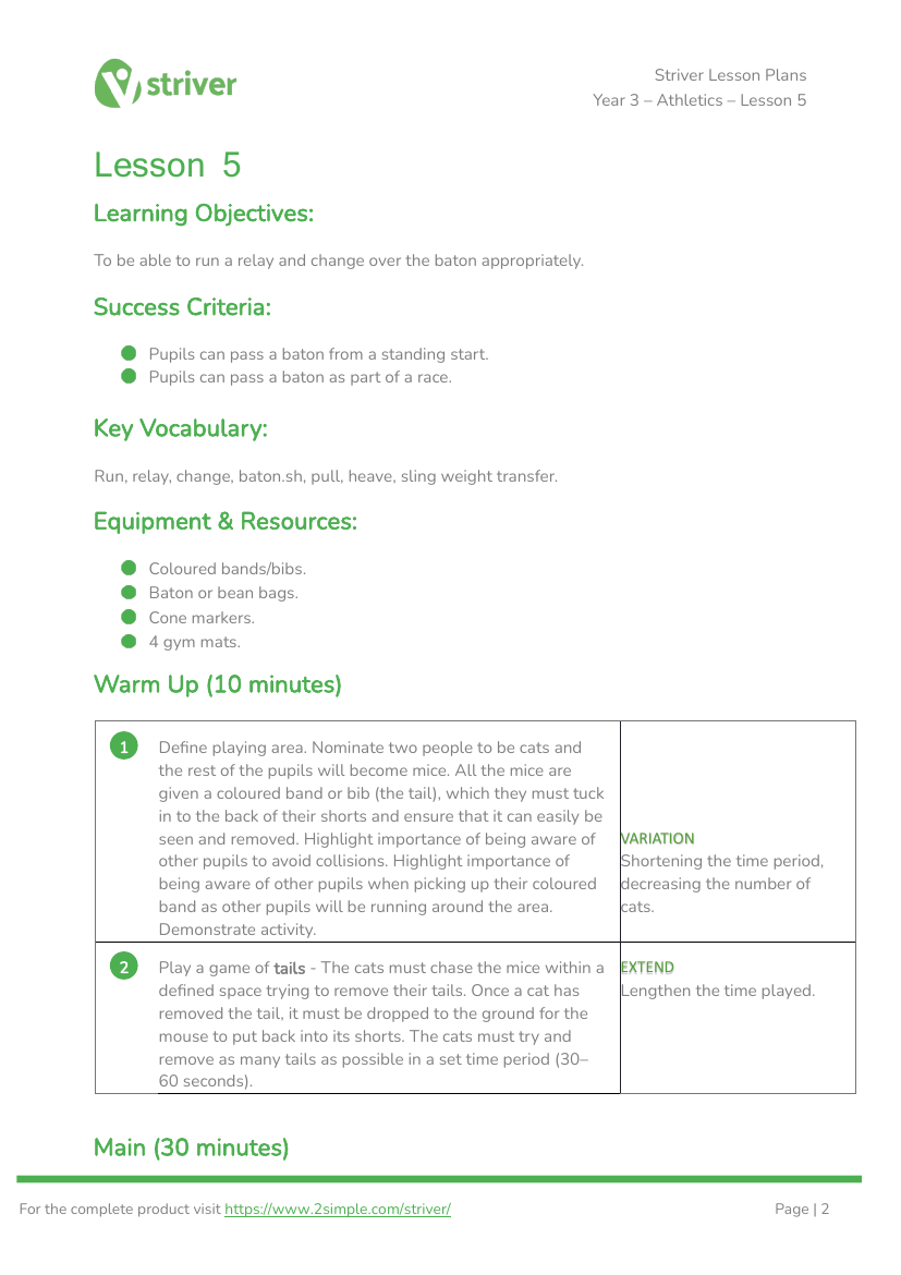 Athletics - Lesson 5