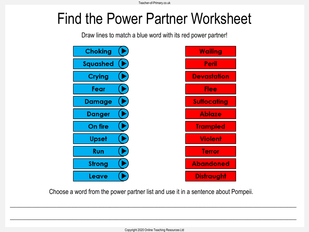 Volcanoes - Unit 4 - Find the Power Partner Worksheet