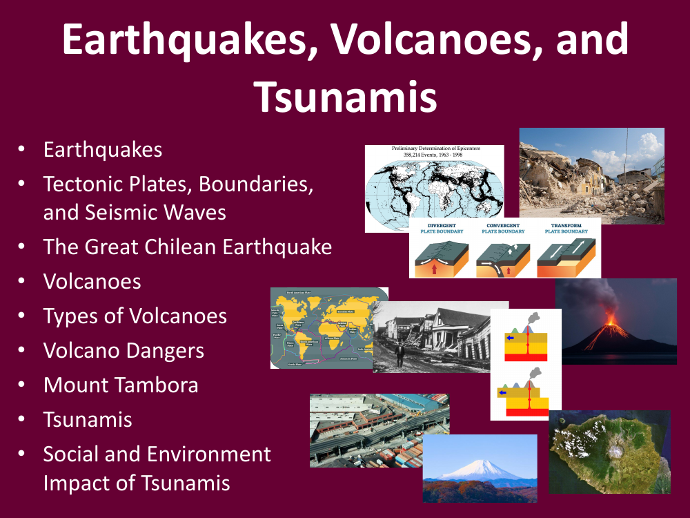 Earthquakes, Volcanoes, and Tsunamis - Middle School Teaching Presentation