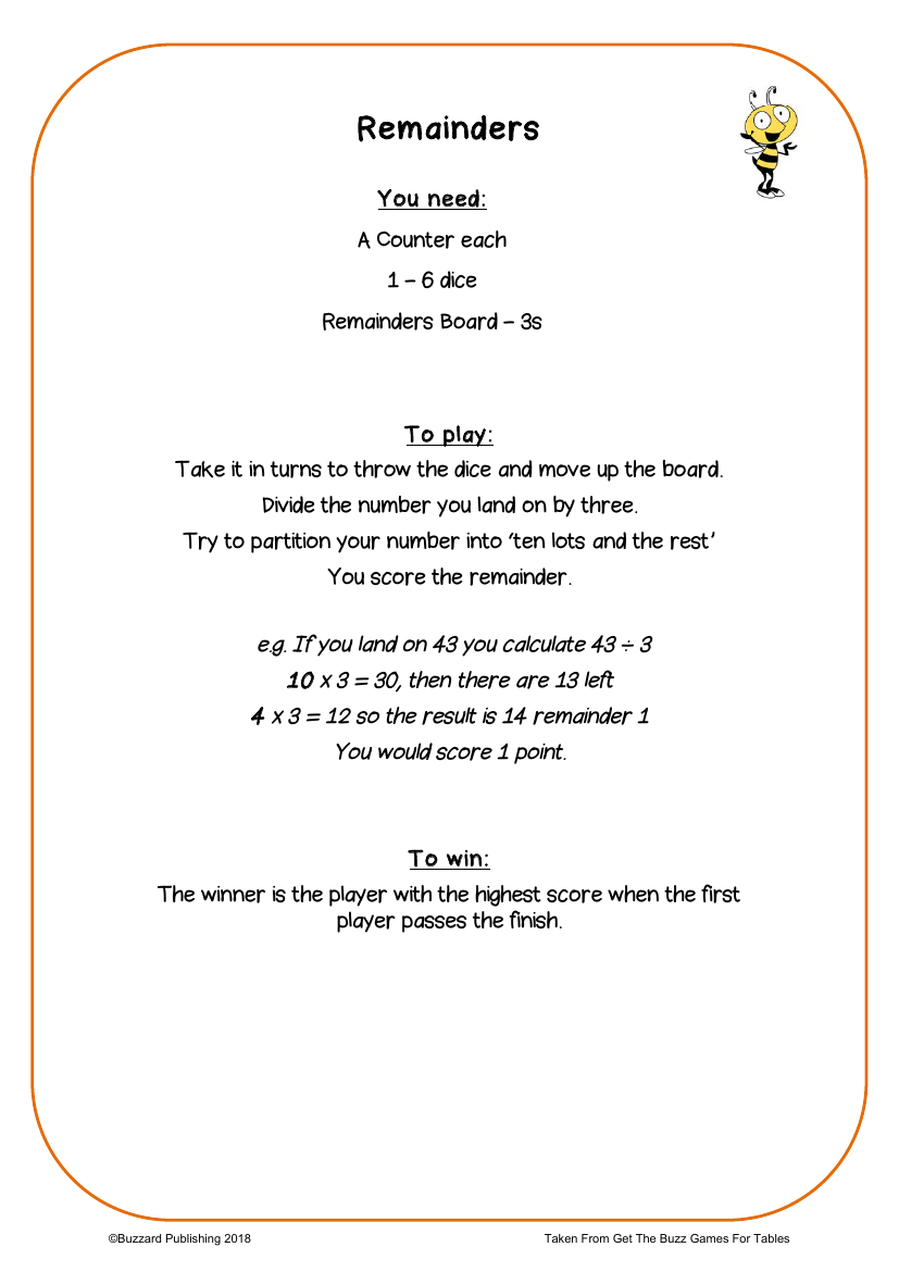 3 Times Tables -  Remainders